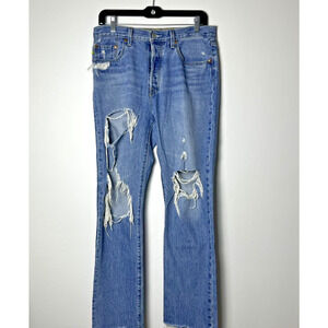 Big E Levi's 501 Thrashed Distressed Denim Jeans Button Fly 28x30